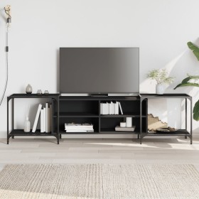 Mueble de TV madera de ingeniería negro 203x37x50 cm en Muebles TV | Comprar online en Foru.es