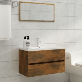Set de muebles baño 2 pzas madera contrachapada roble ahumado de vidaXL, Muebles de baño - Ref: Foro24-815738, Precio: 61,87 ...