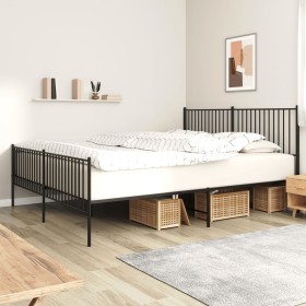 Estructura de cama cabecero y estribo metal negro 193x203cm de vidaXL, Camas y somieres - Ref: Foro24-350888, Precio: 101,99 ...