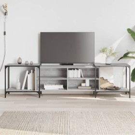 Mueble de TV madera de ingeniería gris Sonoma 203x37x50 cm en Muebles TV | Comprar online en Foru.es