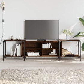 Mueble de TV madera de ingeniería marrón roble 203x37x50 cm en Muebles TV | Comprar online en Foru.es