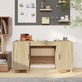 Escritorio madera contrachapada roble Sonoma 140x50x75 cm de vidaXL, Escritorios - Ref: Foro24-812765, Precio: 102,80 €, Desc...