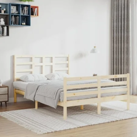 Estructura de cama madera maciza de pino 120x200 cm de vidaXL, Camas y somieres - Ref: Foro24-3105855, Precio: 114,54 €, Desc...