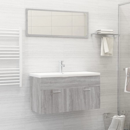 Set de muebles de baño 2 pzas madera contrachapada gris sonoma de vidaXL, Muebles de baño - Ref: Foro24-826624, Precio: 61,94...