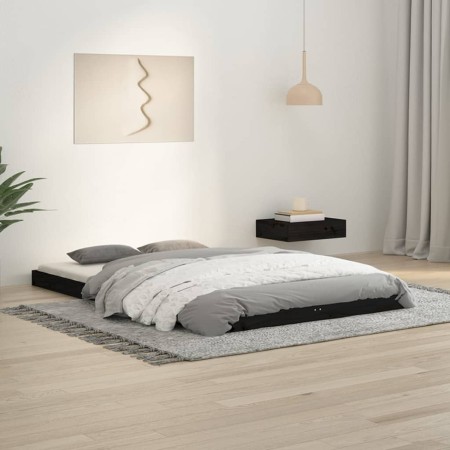 Estructura de cama de madera maciza pino negra 120x190 cm de vidaXL, Camas y somieres - Ref: Foro24-823478, Precio: 116,52 €,...