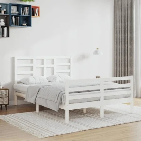Estructura de cama madera maciza de pino blanca 120x200 cm de vidaXL, Camas y somieres - Ref: Foro24-3105856, Precio: 125,80 ...