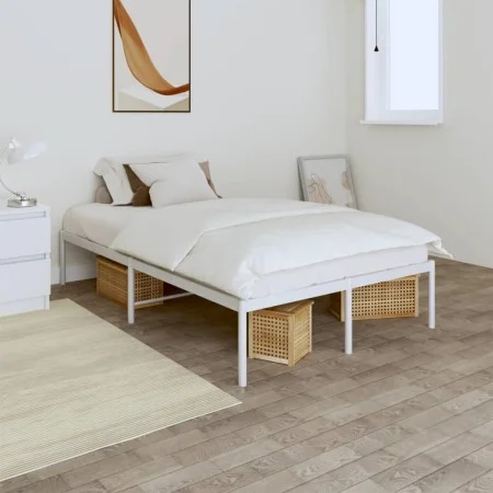 Estructura de cama de metal blanca 120x200 cm de vidaXL, Camas y somieres - Ref: Foro24-350911, Precio: 91,55 €, Descuento: %