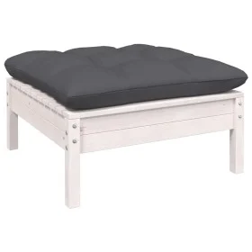 Garden footstool solid pine wood white anthracite cushion by vidaXL, Modular outdoor sofas - Ref: Foro24-806641, Price: 69,02...