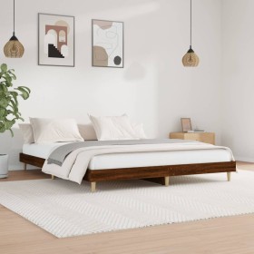 Estructura de cama madera de ingeniería marrón roble 140x200 cm de vidaXL, Camas y somieres - Ref: Foro24-832044, Precio: 113...