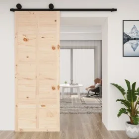 Puerta de granero madera maciza pino 80x1,8x214 cm de vidaXL, Puertas - Ref: Foro24-824628, Precio: 104,22 €, Descuento: %