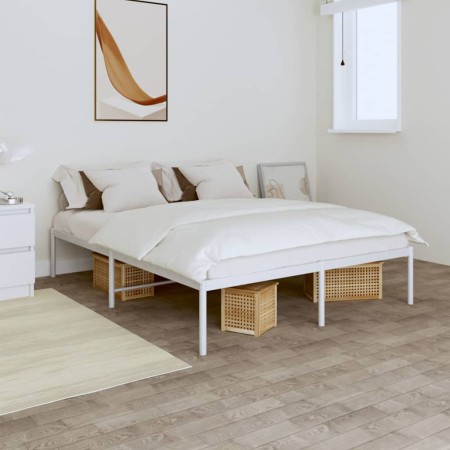 Estructura de cama de metal blanca 140x200 cm de vidaXL, Camas y somieres - Ref: Foro24-350914, Precio: 104,25 €, Descuento: %