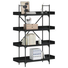 Librería de 4 estantes madera ingeniería negro 100x33x145,5 cm en Librerías y estanterías | Comprar online en Foru.es