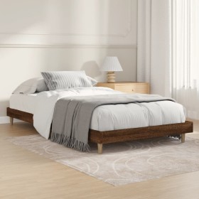 Estructura de cama madera de ingeniería marrón roble 100x200 cm de vidaXL, Camas y somieres - Ref: Foro24-832060, Precio: 81,...