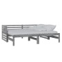 Sofá cama extraíble madera maciza de pino gris 2x(90x200) cm de vidaXL, Camas y somieres - Ref: Foro24-806967, Precio: 212,39...