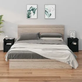 Mesitas de noche 2 uds madera maciza de pino negra 40x35x49 cm de vidaXL, Mesitas de noche - Ref: Foro24-813718, Precio: 70,7...