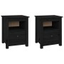 Mesitas de noche 2 uds madera maciza de pino negra 40x35x49 cm de vidaXL, Mesitas de noche - Ref: Foro24-813718, Precio: 71,4...
