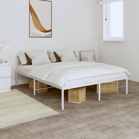 Estructura de cama de metal blanca 160x200 cm de vidaXL, Camas y somieres - Ref: Foro24-350916, Precio: 108,19 €, Descuento: %