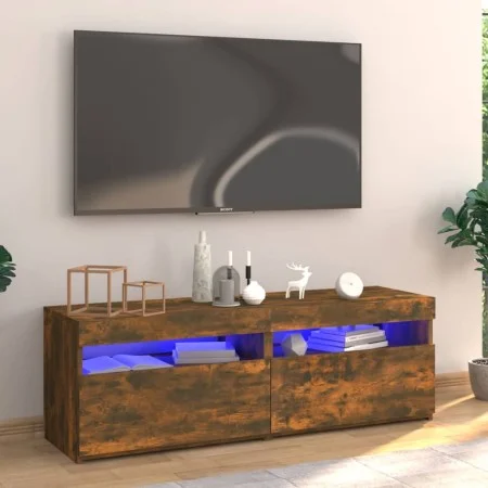 Mueble de TV con luces LED roble ahumado 120x35x40 cm de vidaXL, Muebles TV - Ref: Foro24-815672, Precio: 74,69 €, Descuento: %