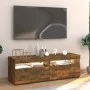 Mueble de TV con luces LED roble ahumado 120x35x40 cm de vidaXL, Muebles TV - Ref: Foro24-815672, Precio: 74,69 €, Descuento: %