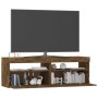 Mueble de TV con luces LED roble ahumado 120x35x40 cm de vidaXL, Muebles TV - Ref: Foro24-815672, Precio: 75,83 €, Descuento: %