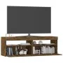 Mueble de TV con luces LED roble ahumado 120x35x40 cm de vidaXL, Muebles TV - Ref: Foro24-815672, Precio: 74,69 €, Descuento: %