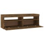 Mueble de TV con luces LED roble ahumado 120x35x40 cm de vidaXL, Muebles TV - Ref: Foro24-815672, Precio: 75,83 €, Descuento: %