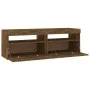 Mueble de TV con luces LED roble ahumado 120x35x40 cm de vidaXL, Muebles TV - Ref: Foro24-815672, Precio: 74,69 €, Descuento: %