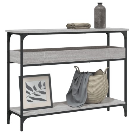 Mesa consola estante madera ingeniería Sonoma gris 100x29x75 cm en Mesas auxiliares | Comprar online en Foru.es