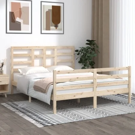 Estructura de cama madera maciza 150x200 cm de vidaXL, Camas y somieres - Ref: Foro24-3105865, Precio: 144,72 €, Descuento: %