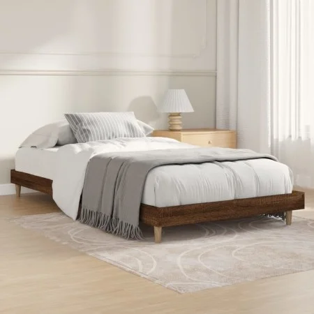 Estructura de cama madera de ingeniería roble marrón 90x200 cm de vidaXL, Camas y somieres - Ref: Foro24-832068, Precio: 74,9...