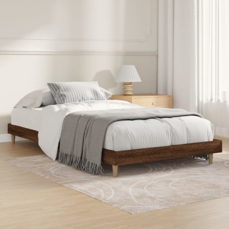 Estructura de cama madera de ingeniería roble marrón 90x200 cm de vidaXL, Camas y somieres - Ref: Foro24-832068, Precio: 76,0...