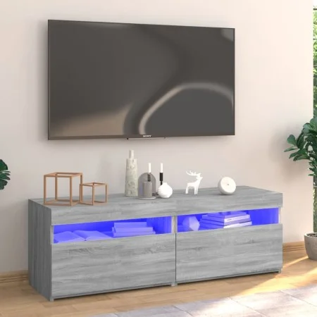 TV cabinet with LED lights Sonoma gray 120x35x40 cm by vidaXL, TV Furniture - Ref: Foro24-815673, Price: 80,39 €, Discount: %
