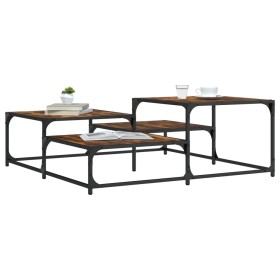 Mesa de centro madera de ingeniería roble ahumado 107x107x40 cm en Mesas de centro | Comprar online en Foru.es