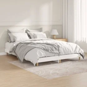 White engineered wood bed frame 140x190 cm by vidaXL, Beds and slatted bases - Ref: Foro24-832069, Price: 128,91 €, Discount: %