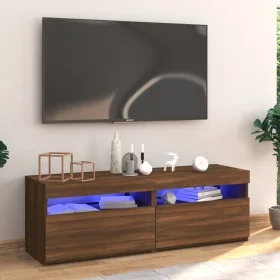 Mueble de TV con luces LED marrón roble 120x35x40 cm de vidaXL, Muebles TV - Ref: Foro24-815674, Precio: 75,81 €, Descuento: %