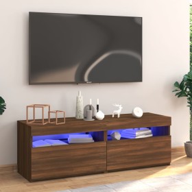 Mueble de TV con luces LED marrón roble 120x35x40 cm de vidaXL, Muebles TV - Ref: Foro24-815674, Precio: 76,79 €, Descuento: %