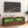 Mueble de TV con luces LED marrón roble 120x35x40 cm de vidaXL, Muebles TV - Ref: Foro24-815674, Precio: 76,79 €, Descuento: %