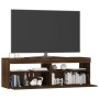 Mueble de TV con luces LED marrón roble 120x35x40 cm de vidaXL, Muebles TV - Ref: Foro24-815674, Precio: 76,79 €, Descuento: %