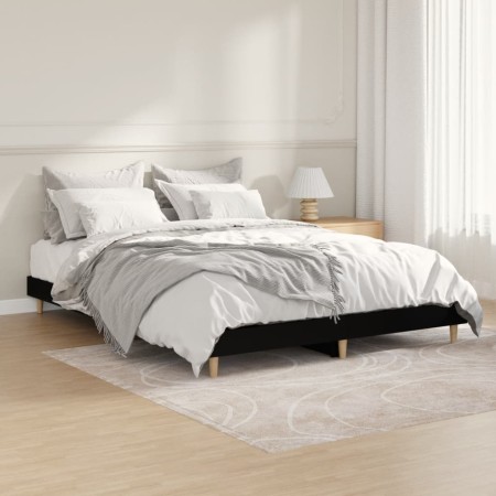 Estructura de cama madera de ingeniería negra 140x190 cm de vidaXL, Camas y somieres - Ref: Foro24-832070, Precio: 113,11 €, ...