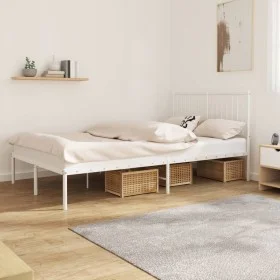 Metal bed frame with white headboard 120x190 cm by vidaXL, Beds and slatted bases - Ref: Foro24-350928, Price: 100,43 €, Disc...