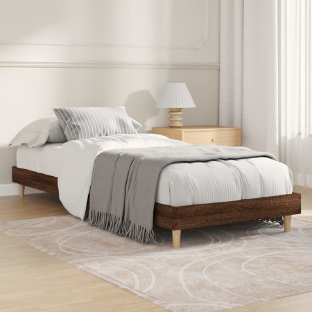 Estructura de cama madera de ingeniería roble marrón 75x190 cm de vidaXL, Camas y somieres - Ref: Foro24-832108, Precio: 75,3...