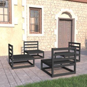 Juego de muebles de jardín 4 pzas y cojines negro madera pino en Conjuntos de jardín | Comprar online en Foru.es