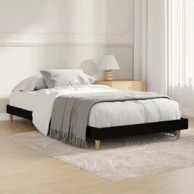 Black engineered wood bed frame 90x190 cm by vidaXL, Beds and slatted bases - Ref: Foro24-832094, Price: 87,58 €, Discount: %