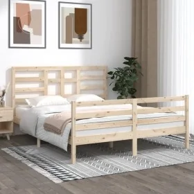Estructura de cama de madera maciza 160x200 cm de vidaXL, Camas y somieres - Ref: Foro24-3105870, Precio: 136,61 €, Descuento: %