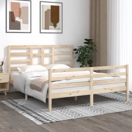 Estructura de cama de madera maciza 160x200 cm de vidaXL, Camas y somieres - Ref: Foro24-3105870, Precio: 136,61 €, Descuento: %