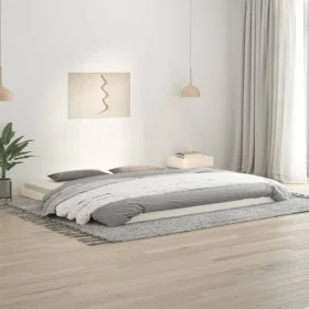 Solid white pine wood bed frame 200x200 cm by vidaXL, Beds and slatted bases - Ref: Foro24-823425, Price: 116,39 €, Discount: %