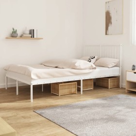 Estructura de cama de metal con cabecero blanca 120x200 cm de vidaXL, Camas y somieres - Ref: Foro24-350929, Precio: 80,02 €,...