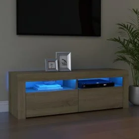Mueble de TV con luces LED roble Sonoma 120x35x40 cm de vidaXL, Muebles TV - Ref: Foro24-804313, Precio: 77,28 €, Descuento: %