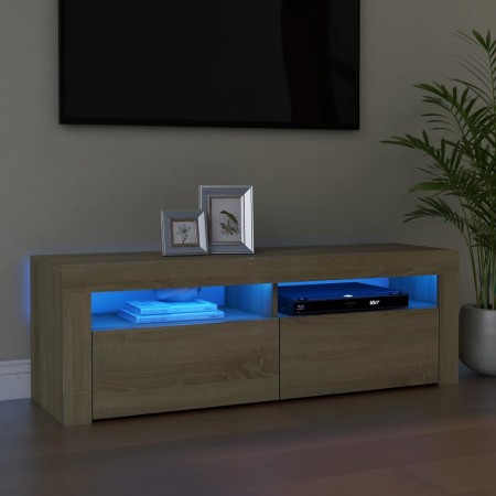 Mueble de TV con luces LED roble Sonoma 120x35x40 cm de vidaXL, Muebles TV - Ref: Foro24-804313, Precio: 78,87 €, Descuento: %