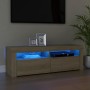 Mueble de TV con luces LED roble Sonoma 120x35x40 cm de vidaXL, Muebles TV - Ref: Foro24-804313, Precio: 78,87 €, Descuento: %